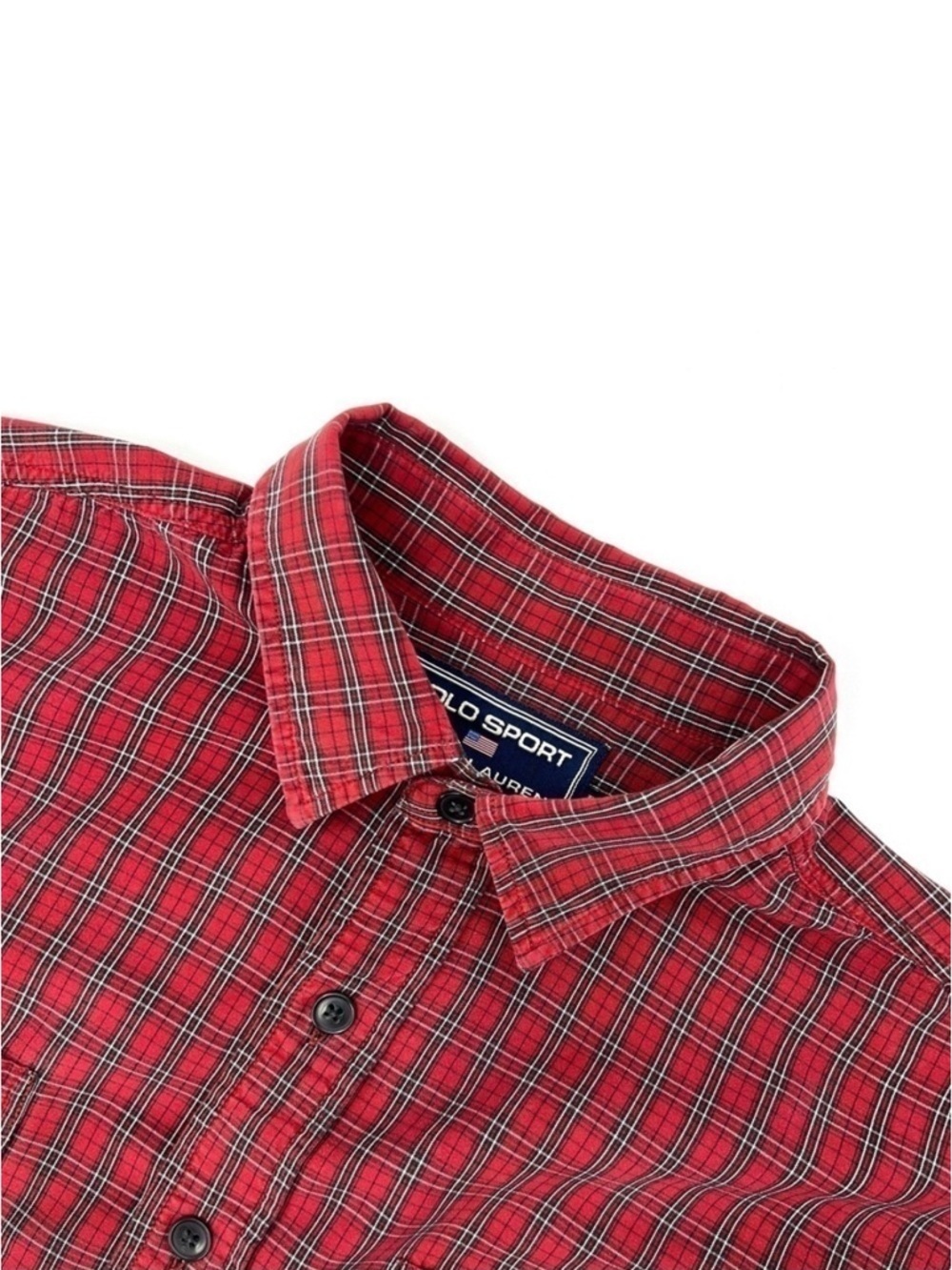 Polo Sport Plaid Button Down Shirt Men’s Large Red Black White Long Sleeve EUC
